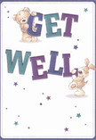 Brimming with playful optimism, this get well card captures two adorable companions-a teddy bear and a floppy-eared puppy-balancing vibrant 'Get Well' letters in the centre of a soft, creamy background. Indigo and teal hues give the typography a modern, cheerful twist, reminiscent of colourful shopfronts along Clifton Road. Above and around, clusters of whimsical stars in gentle blues and purples sparkle with hope, echoing the uplifting atmosphere of a sunny day at Paddington Recreation Ground. The detailed illustrations convey the textures of plush fur and soft, floppy ears so convincingly, you can almost sense their affectionate embrace. This scene is more than just a greeting-it acts as an emotional remedy, especially when paired with fresh blooms from a local Maida Vale florist. Designed to comfort and encourage, this card radiates gentle kindness, perfect for lifting spirits across W9 during times of recovery.